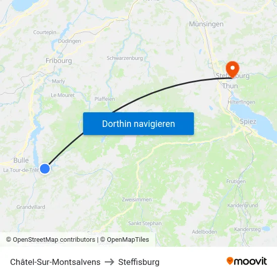 Châtel-Sur-Montsalvens to Steffisburg map