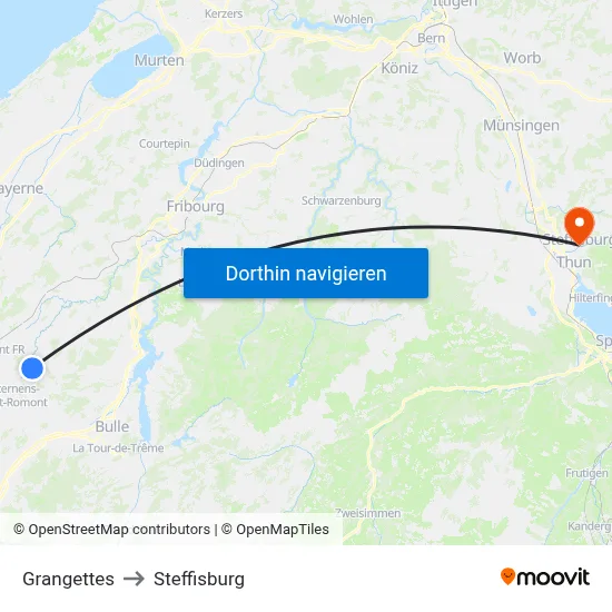 Grangettes to Steffisburg map