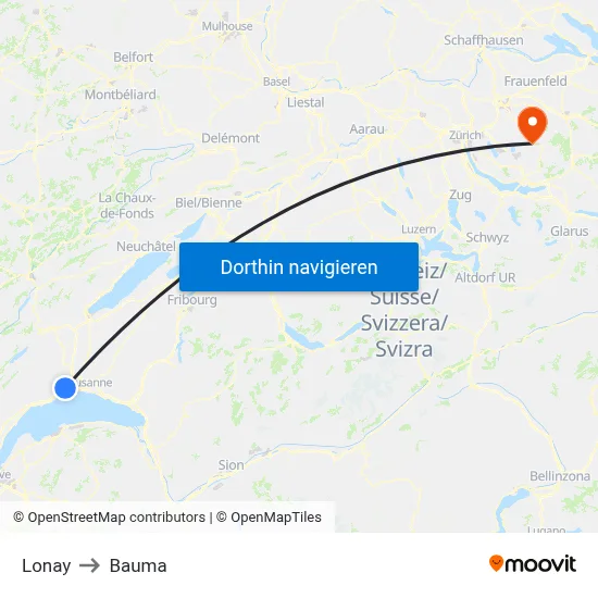 Lonay to Bauma map