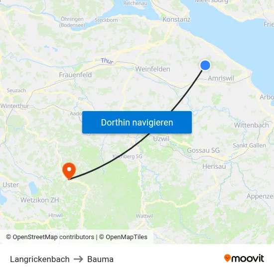 Langrickenbach to Bauma map