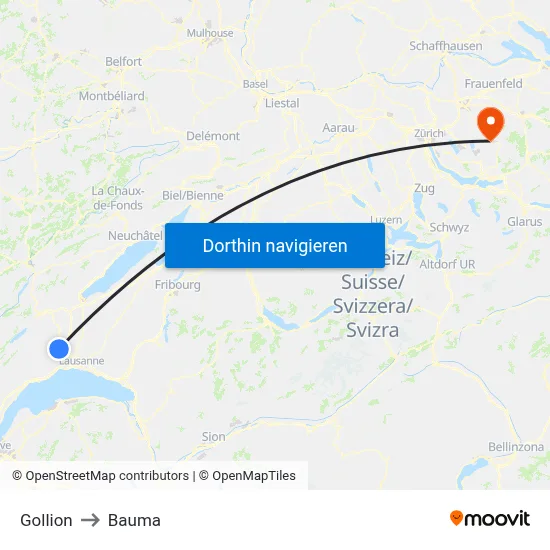 Gollion to Bauma map