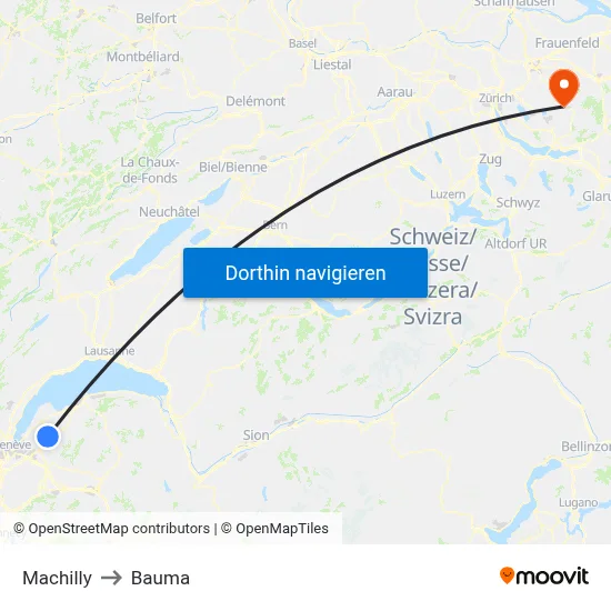 Machilly to Bauma map