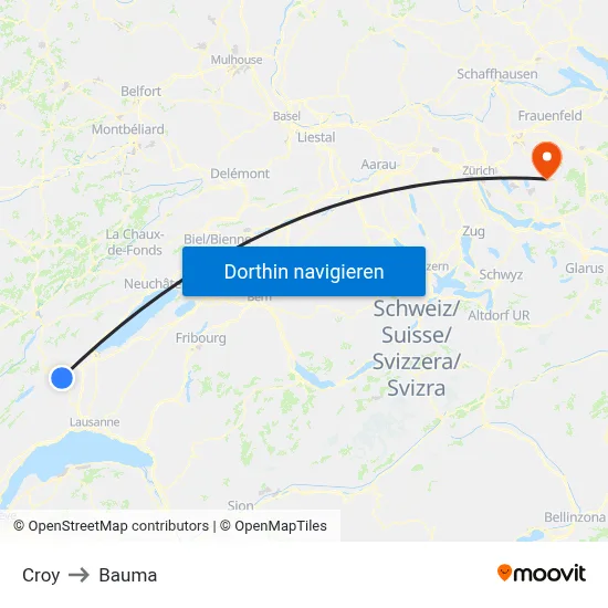 Croy to Bauma map