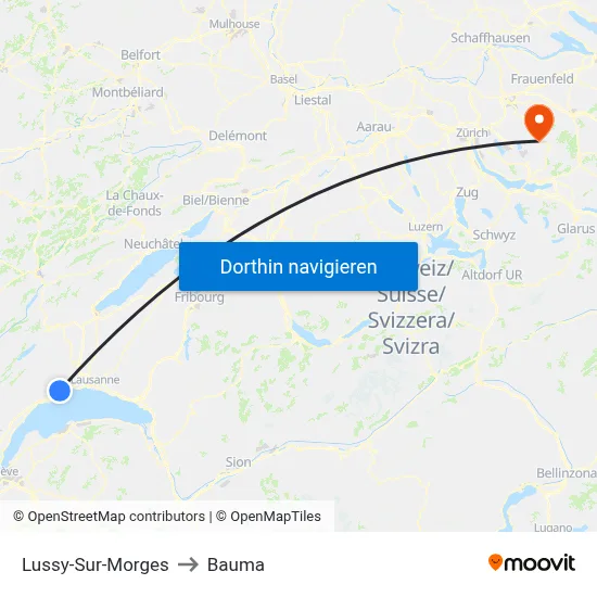 Lussy-Sur-Morges to Bauma map