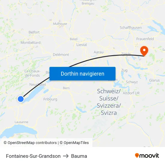 Fontaines-Sur-Grandson to Bauma map