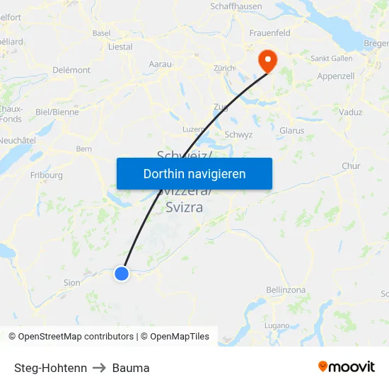 Steg-Hohtenn to Bauma map