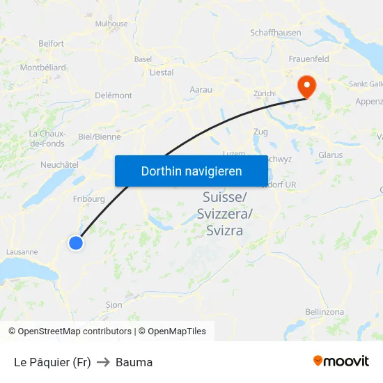Le Pâquier (Fr) to Bauma map