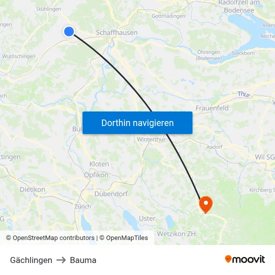 Gächlingen to Bauma map