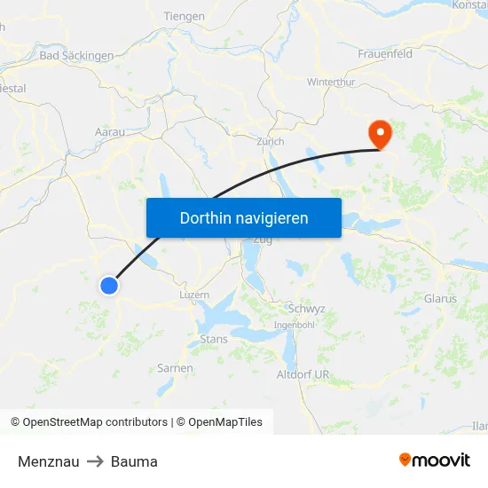 Menznau to Bauma map