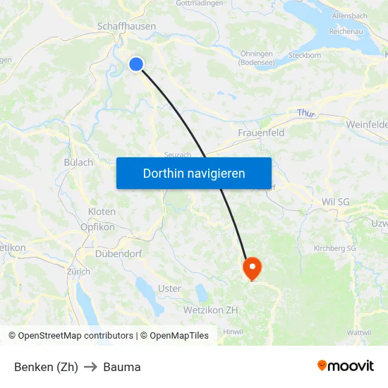 Benken (Zh) to Bauma map