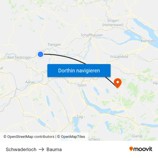 Schwaderloch to Bauma map