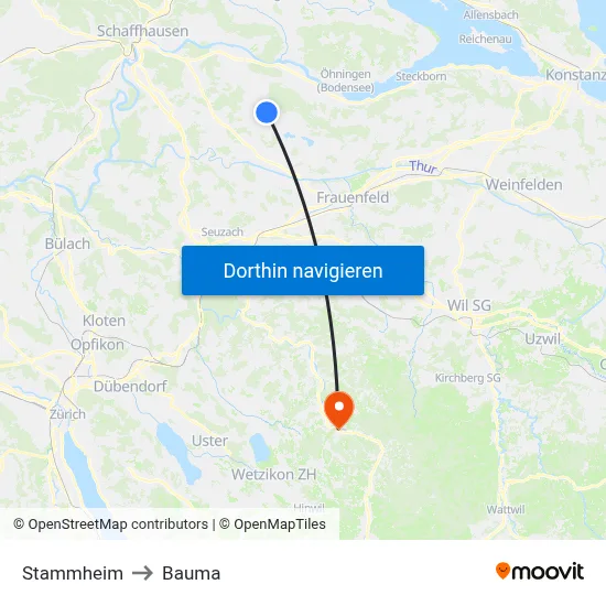 Stammheim to Bauma map