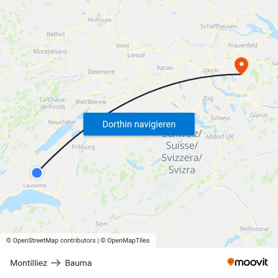 Montilliez to Bauma map