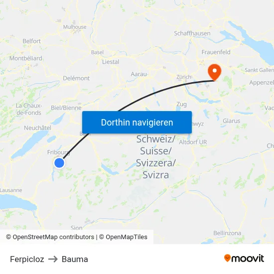 Ferpicloz to Bauma map