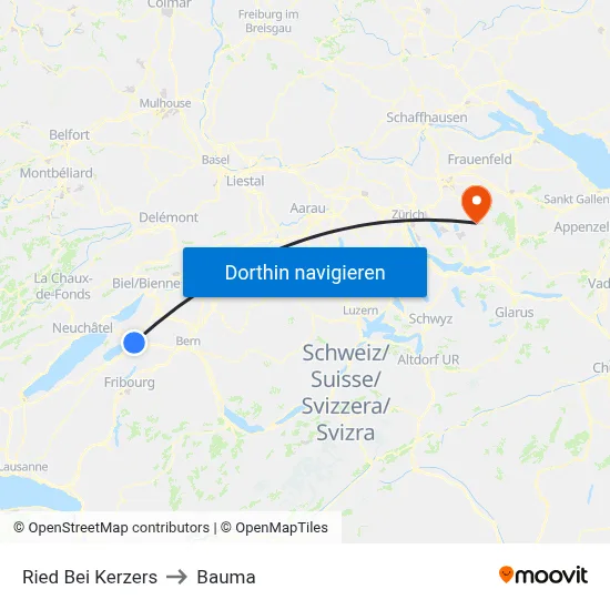 Ried Bei Kerzers to Bauma map