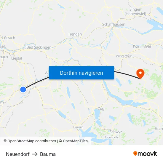 Neuendorf to Bauma map
