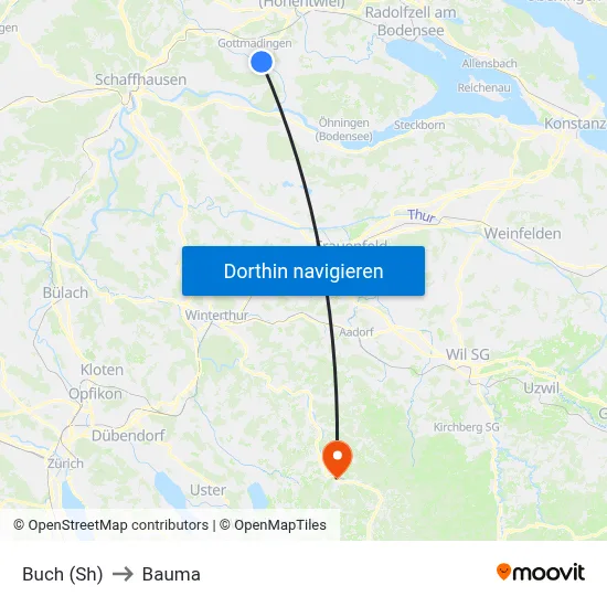Buch (Sh) to Bauma map
