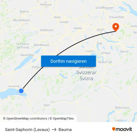 Saint-Saphorin (Lavaux) to Bauma map