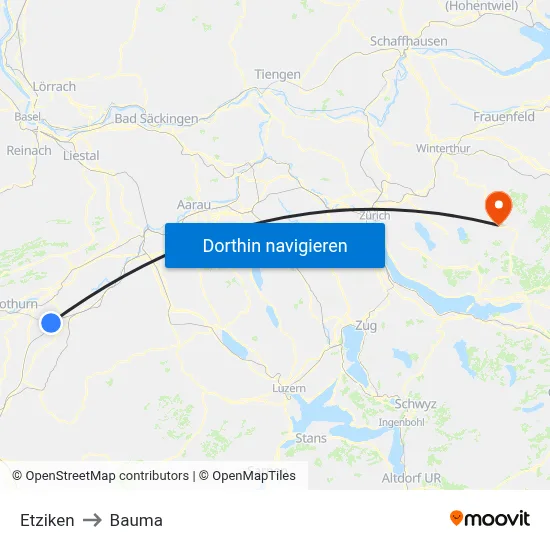 Etziken to Bauma map
