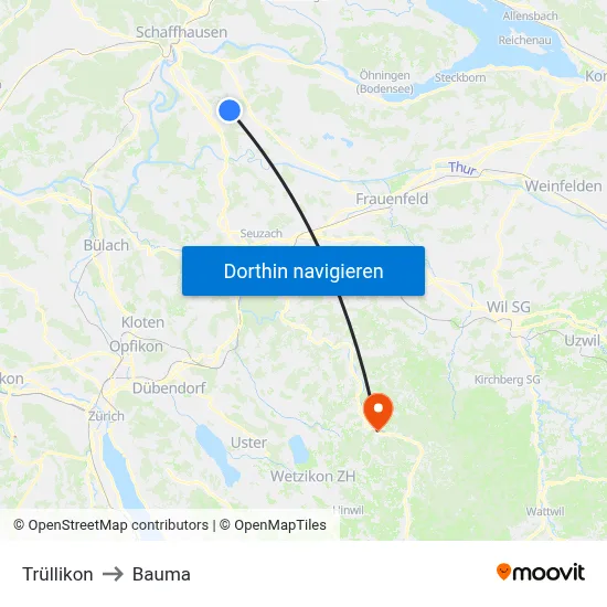 Trüllikon to Bauma map