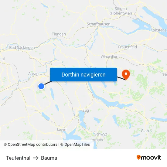 Teufenthal to Bauma map