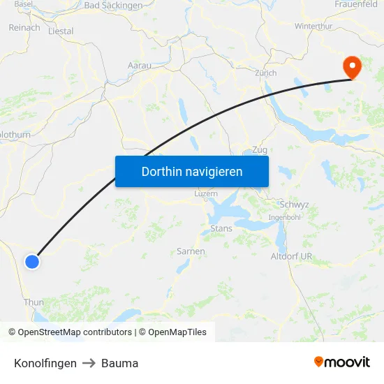 Konolfingen to Bauma map