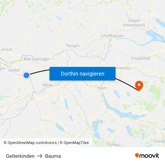 Gelterkinden to Bauma map