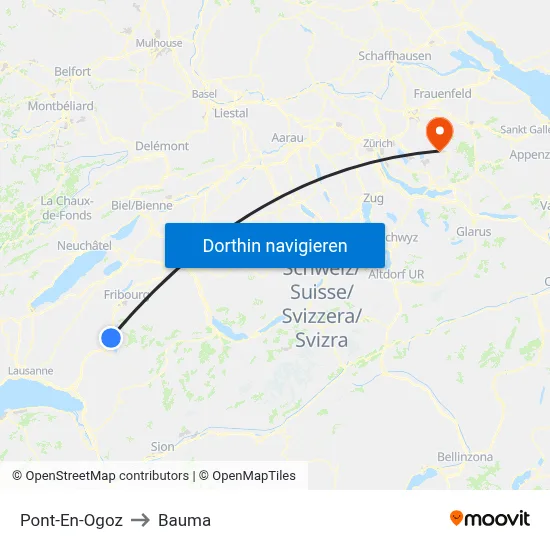 Pont-En-Ogoz to Bauma map