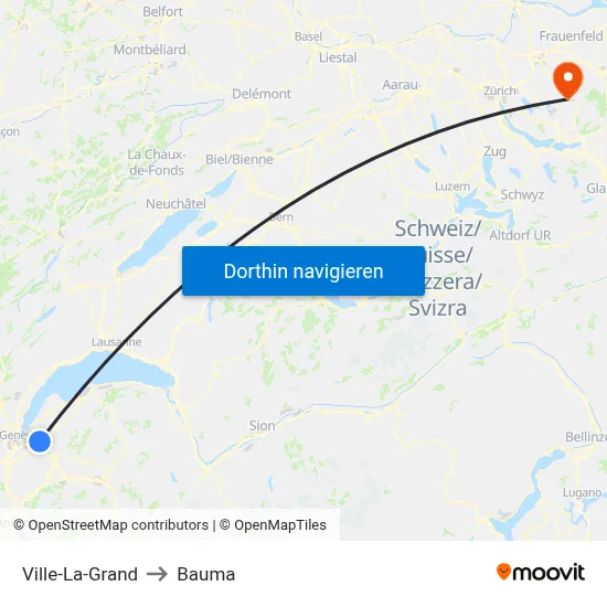 Ville-La-Grand to Bauma map