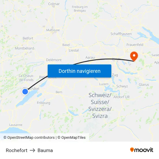 Rochefort to Bauma map