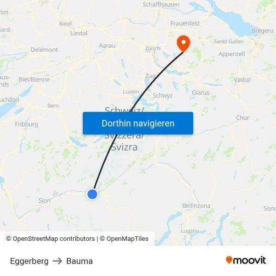 Eggerberg to Bauma map