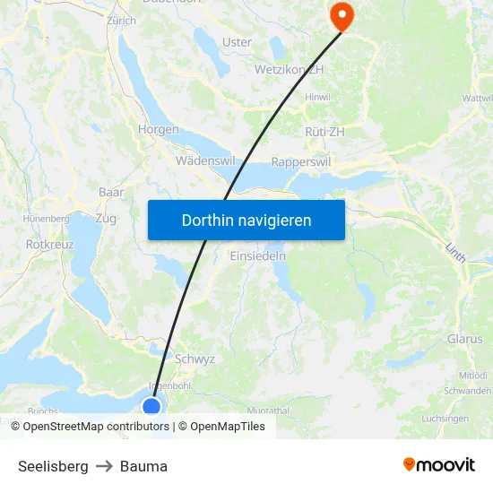 Seelisberg to Bauma map