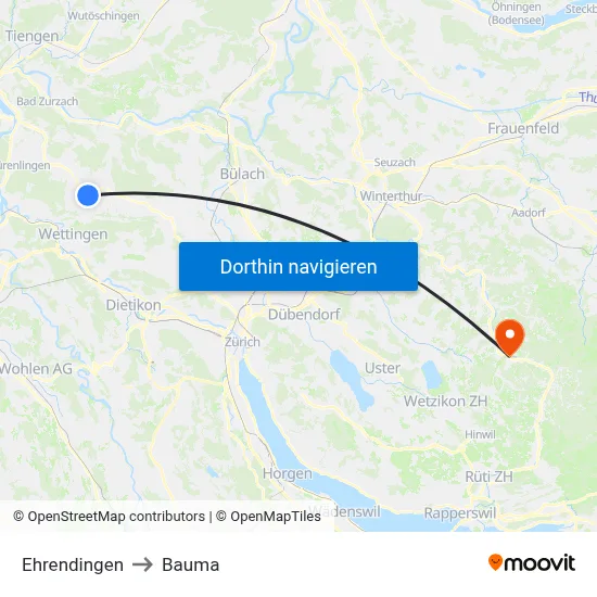 Ehrendingen to Bauma map