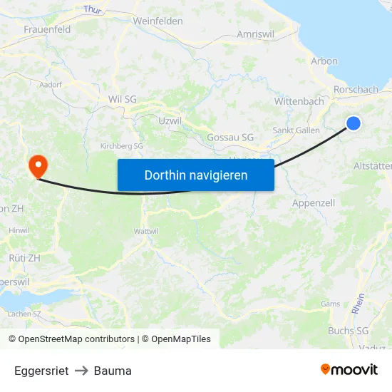 Eggersriet to Bauma map