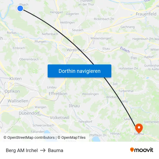Berg AM Irchel to Bauma map