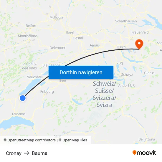 Cronay to Bauma map