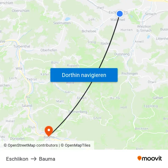 Eschlikon to Bauma map