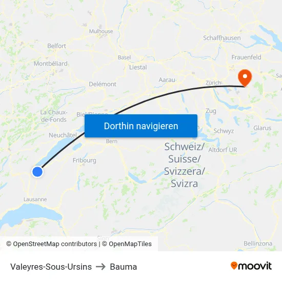 Valeyres-Sous-Ursins to Bauma map