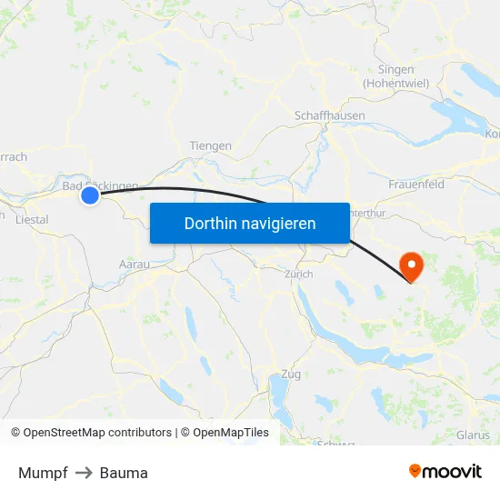 Mumpf to Bauma map