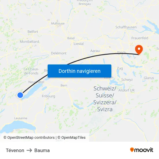 Tévenon to Bauma map