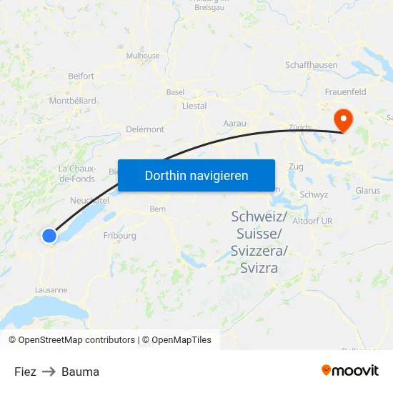 Fiez to Bauma map