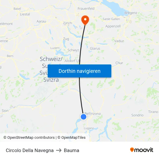 Circolo Della Navegna to Bauma map