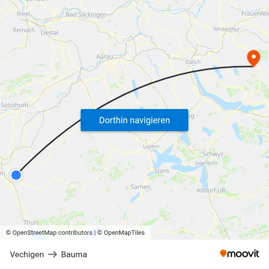 Vechigen to Bauma map