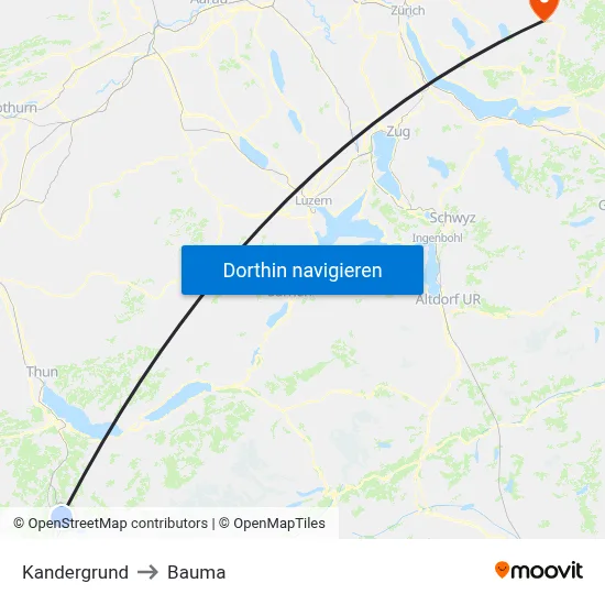 Kandergrund to Bauma map