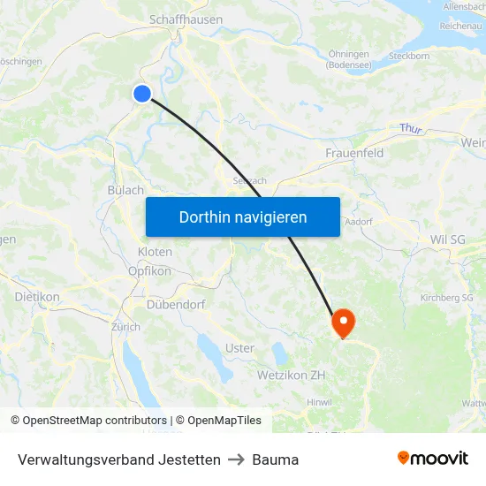 Verwaltungsverband Jestetten to Bauma map