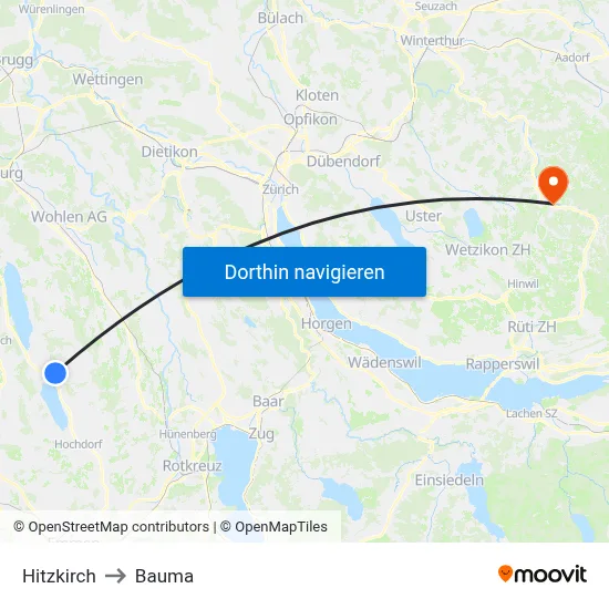 Hitzkirch to Bauma map