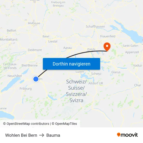 Wohlen Bei Bern to Bauma map