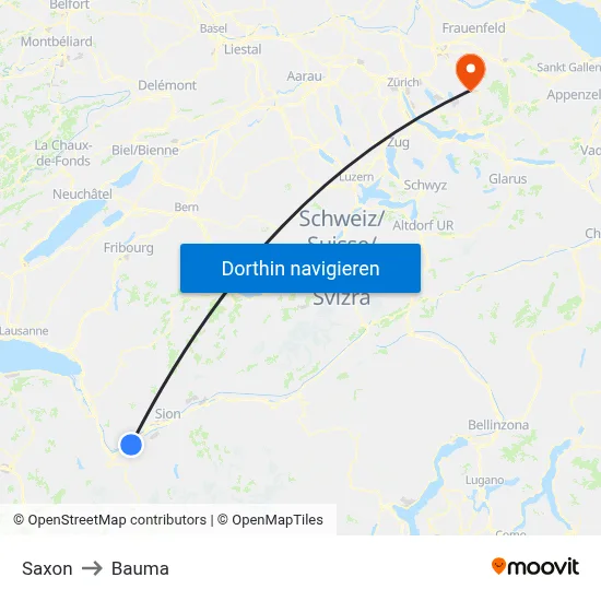 Saxon to Bauma map
