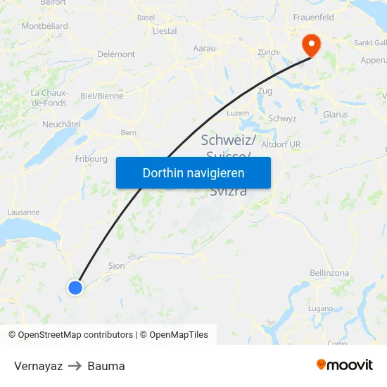 Vernayaz to Bauma map