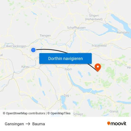Gansingen to Bauma map